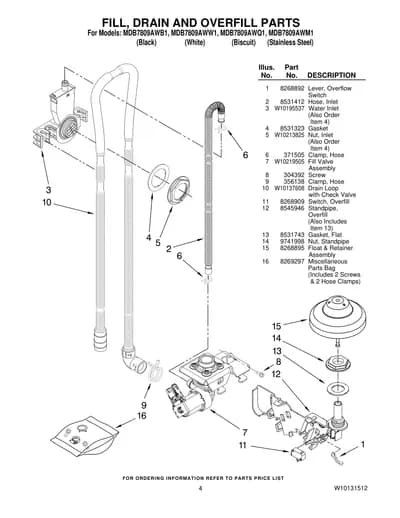 FILL, DRAIN AND OVERFILL PARTS