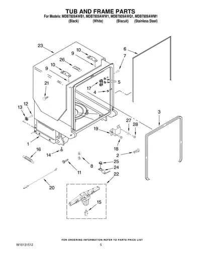 TUB AND FRAME PARTS