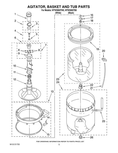 AGITATOR, BASKET AND TUB PARTS