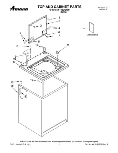 TOP AND CABINET PARTS