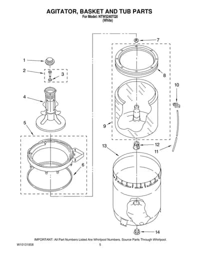 AGITATOR, BASKET AND TUB PARTS