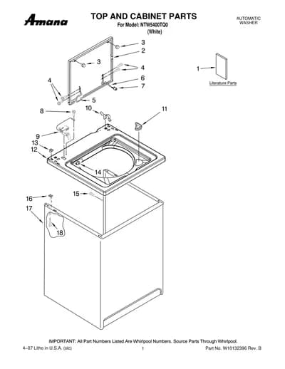 TOP AND CABINET PARTS