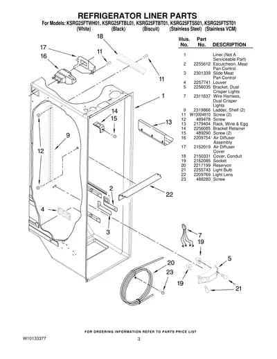 REFRIGERATOR LINER PARTS
