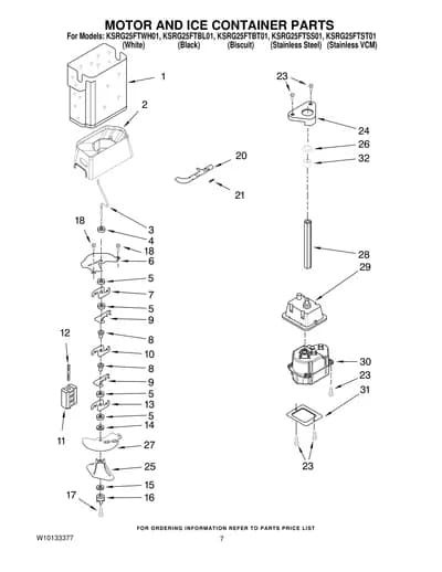 MOTOR AND ICE CONTAINER PARTS