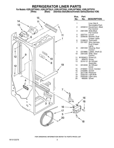 REFRIGERATOR LINER PARTS