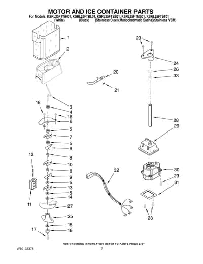 MOTOR AND ICE CONTAINER PARTS