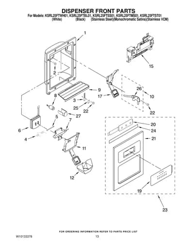 DISPENSER FRONT PARTS