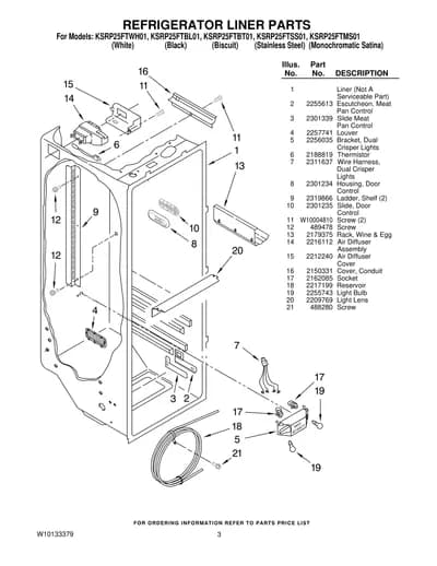 REFRIGERATOR LINER PARTS