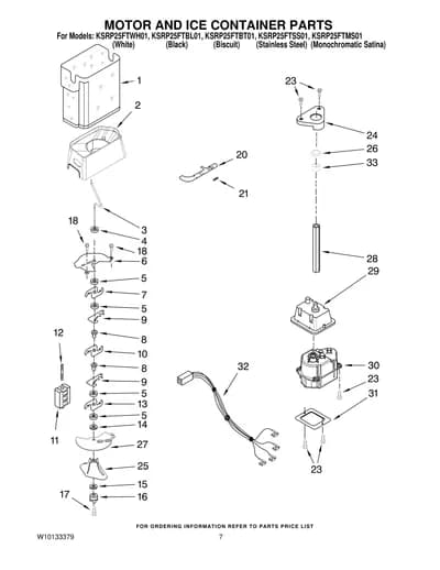 MOTOR AND ICE CONTAINER PARTS