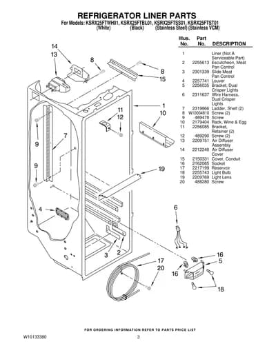 REFRIGERATOR LINER PARTS