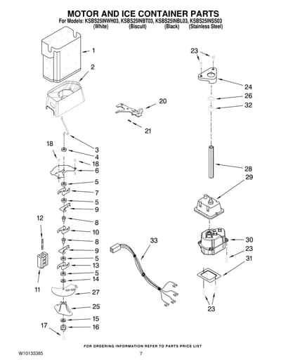 MOTOR AND ICE CONTAINER PARTS