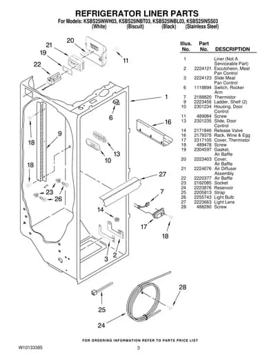 REFRIGERATOR LINER PARTS