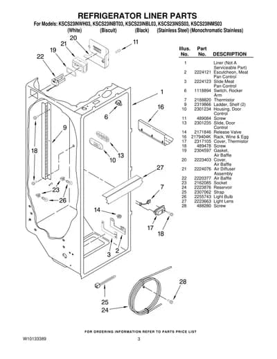 REFRIGERATOR LINER PARTS