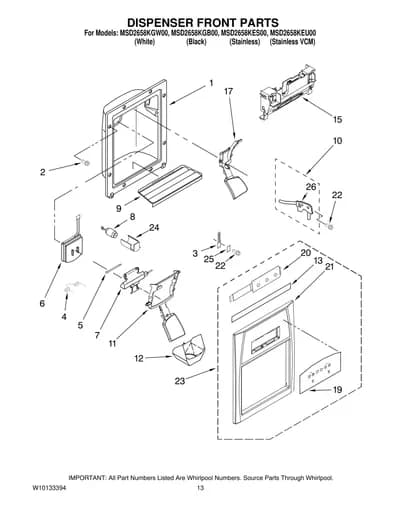 DISPENSER FRONT PARTS