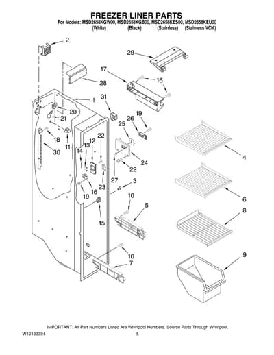 FREEZER LINER PARTS