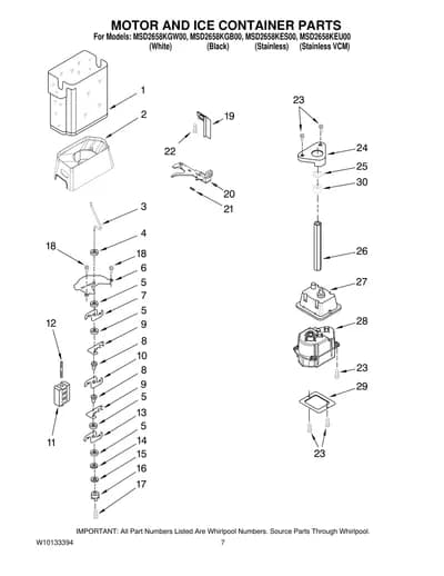 MOTOR AND ICE CONTAINER PARTS
