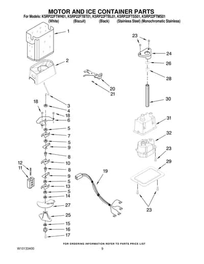 MOTOR AND ICE CONTAINER PARTS