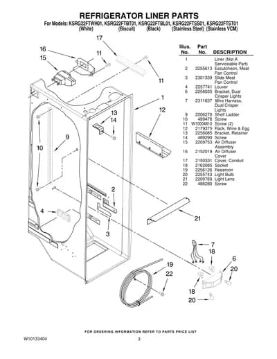 REFRIGERATOR LINER PARTS