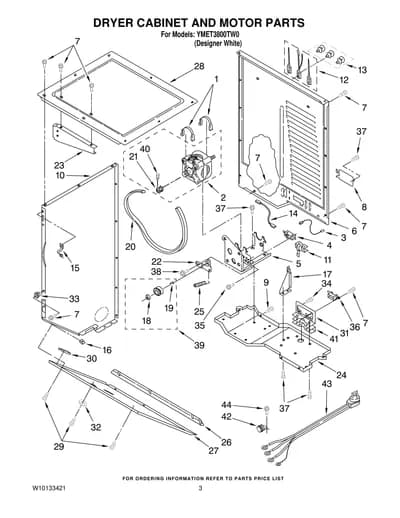 DRYER CABINET AND MOTOR PARTS