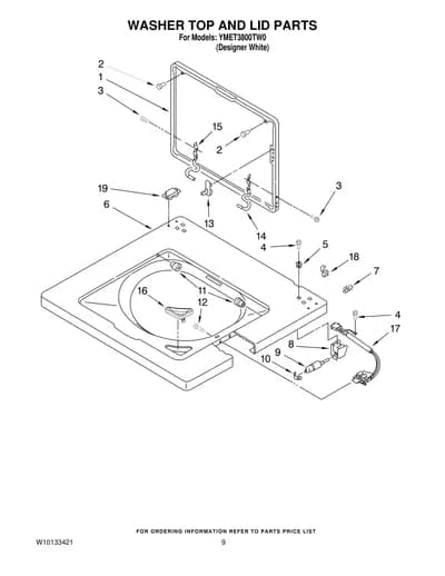 WASHER TOP AND LID PARTS