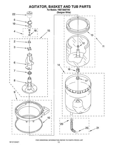 AGITATOR, BASKET AND TUB PARTS