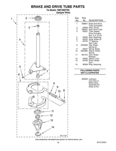 BRAKE AND DRIVE TUBE PARTS