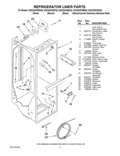REFRIGERATOR LINER PARTS