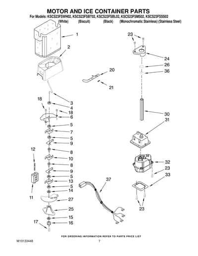 MOTOR AND ICE CONTAINER PARTS