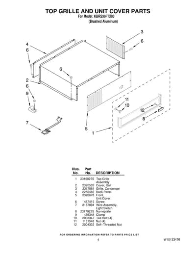 TOP GRILLE AND UNIT COVER PARTS