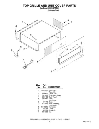 TOP GRILLE AND UNIT COVER PARTS