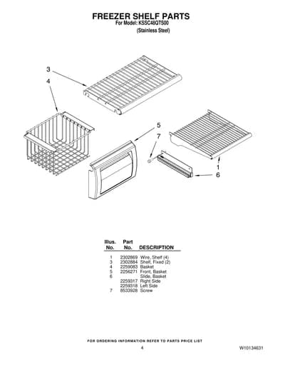 FREEZER SHELF PARTS