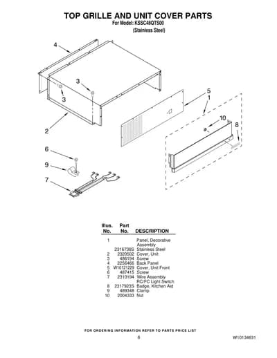 TOP GRILLE AND UNIT COVER PARTS