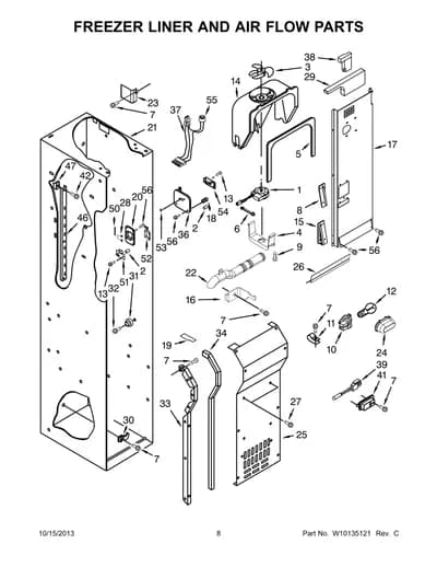FREEZER LINER AND AIR FLOW PARTS