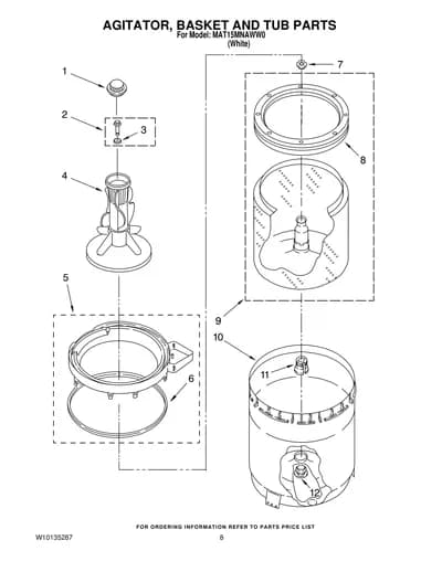 AGITATOR, BASKET AND TUB PARTS