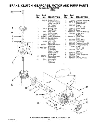 BRAKE, CLUTCH, GEARCASE, MOTOR AND PUMP PARTS