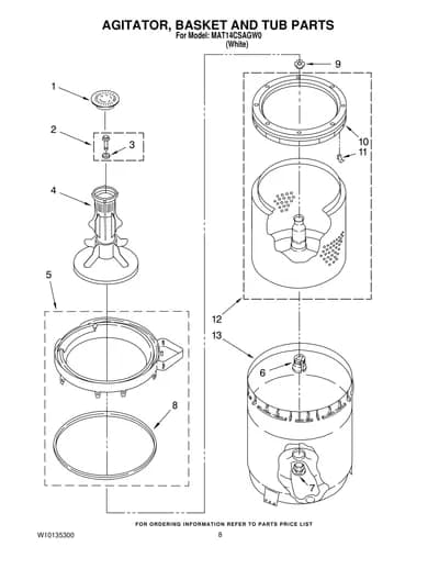 AGITATOR, BASKET AND TUB PARTS