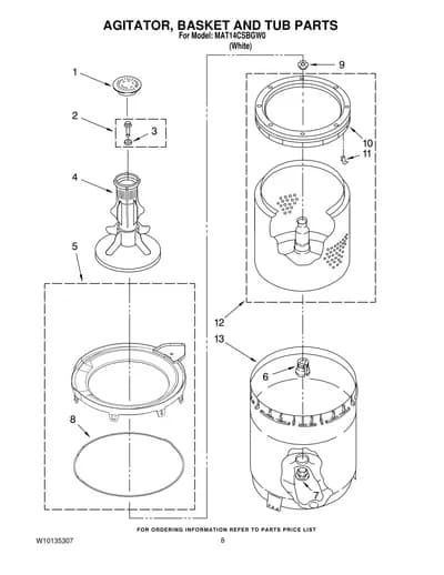 AGITATOR, BASKET AND TUB PARTS