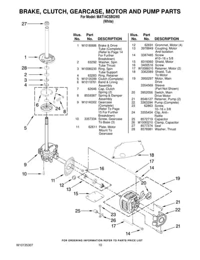 BRAKE, CLUTCH, GEARCASE, MOTOR AND PUMP PARTS