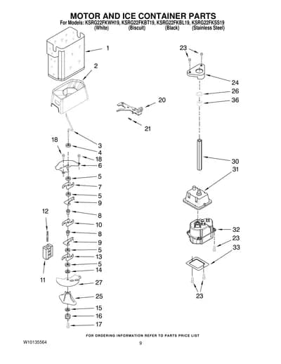 MOTOR AND ICE CONTAINER PARTS