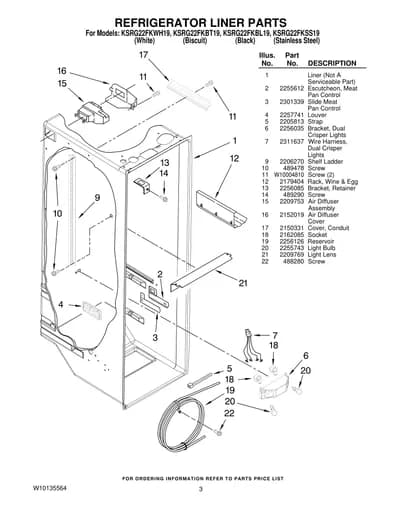 REFRIGERATOR LINER PARTS