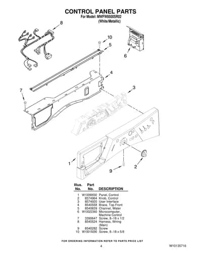 CONTROL PANEL PARTS