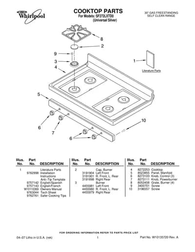 COOKTOP PARTS