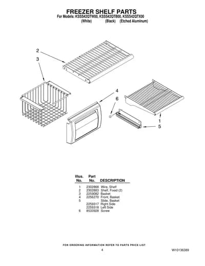 FREEZER SHELF PARTS
