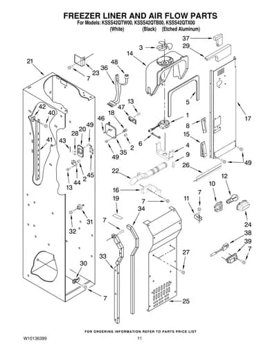 FREEZER LINER AND AIR FLOW PARTS