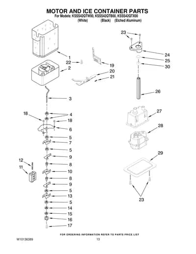MOTOR AND ICE CONTAINER PARTS