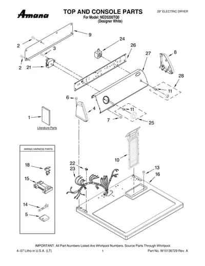 TOP AND CONSOLE PARTS