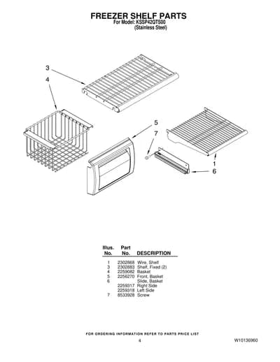 FREEZER SHELF PARTS