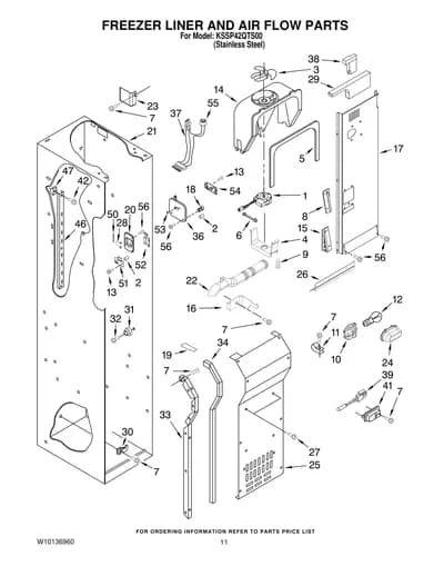 FREEZER LINER AND AIR FLOW PARTS