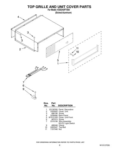 TOP GRILLE AND UNIT COVER PARTS