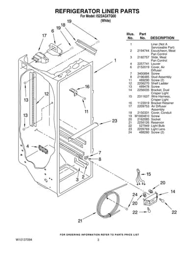 REFRIGERATOR LINER PARTS